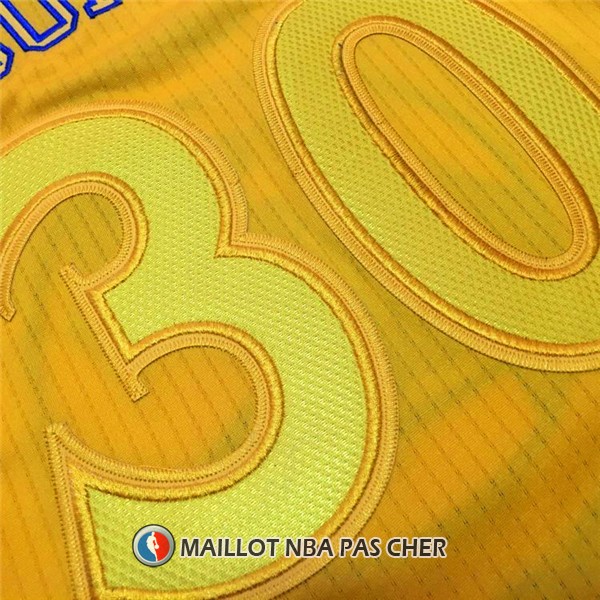 Maillot Authentique Golden State Warriors Curry 30 Jaune